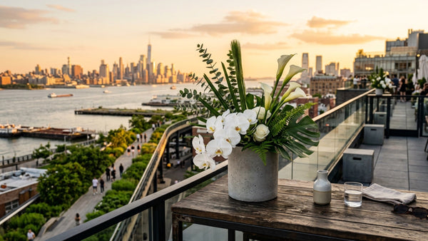 Chelsea High Line NYC rooftop flower arrangement — TJ Flowers NYC