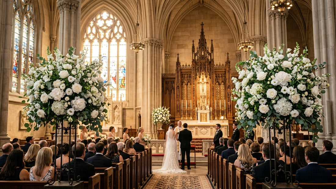 NYC church wedding altar flowers — TJ Flowers NYC