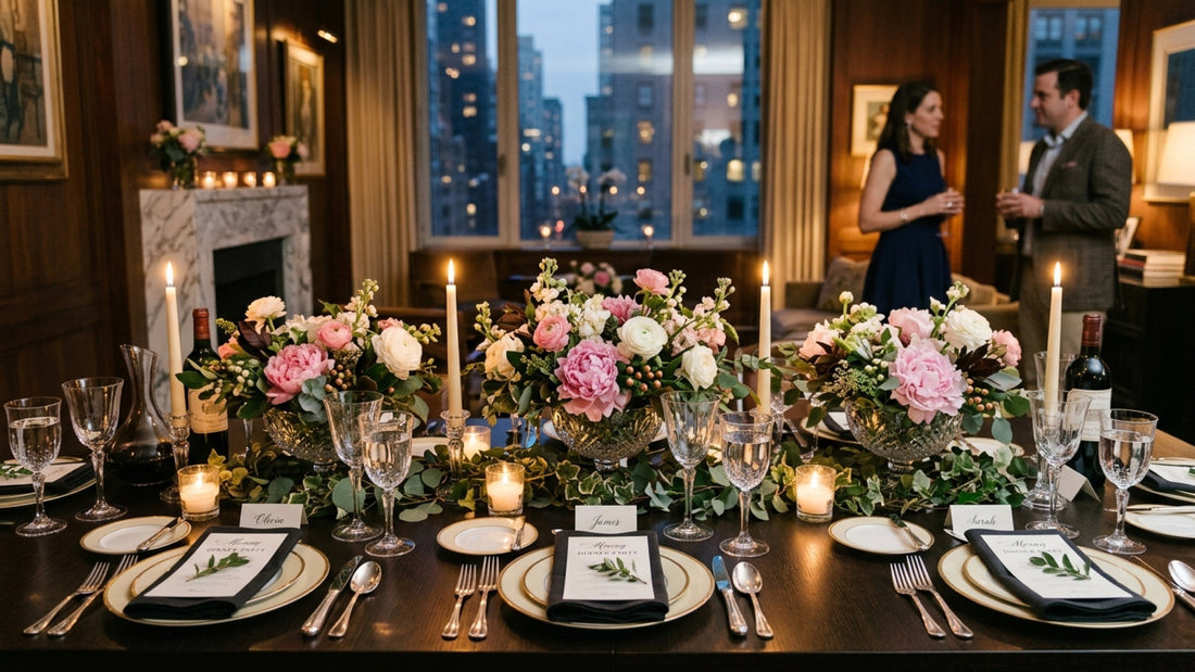 NYC dinner party centerpiece arrangement — TJ Flowers NYC