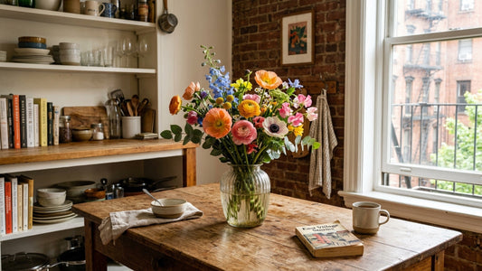 East Village NYC walk-up apartment flowers — TJ Flowers NYC