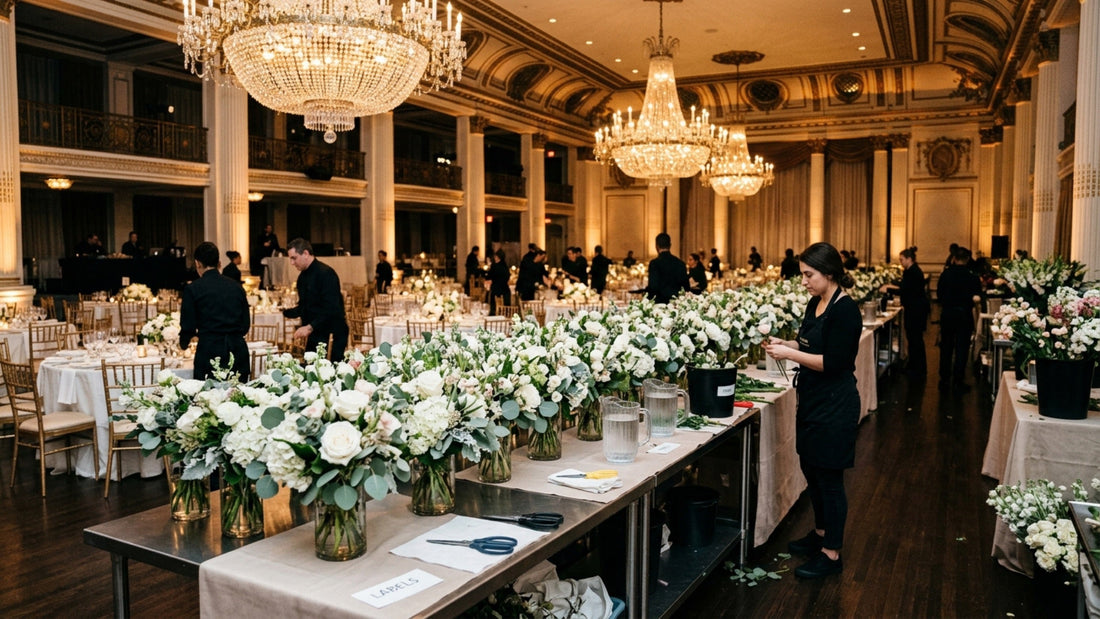 NYC event centerpieces prepared for gala — TJ Flowers NYC