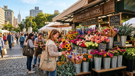 Union Square Greenmarket NYC flower stand — TJ Flowers NYC
