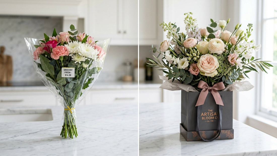 Grocery store vs florist flower comparison — TJ Flowers NYC