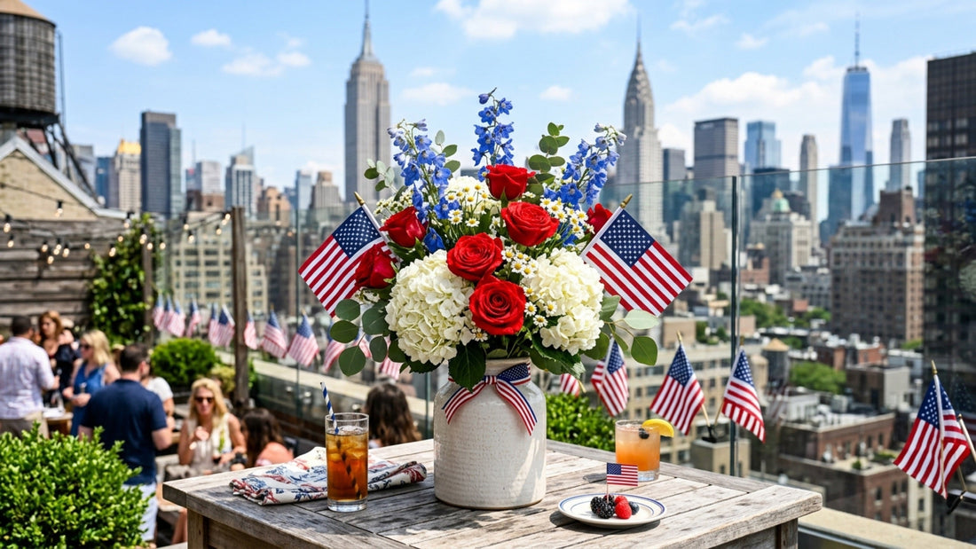July 4th red white and blue flower arrangement — TJ Flowers NYC