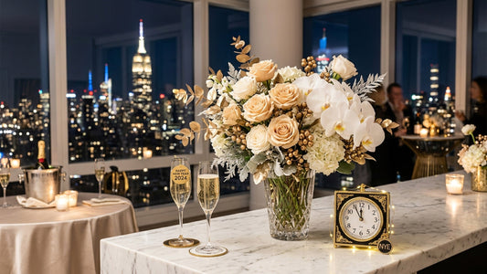 NYC New Year's Eve champagne flower arrangement — TJ Flowers NYC