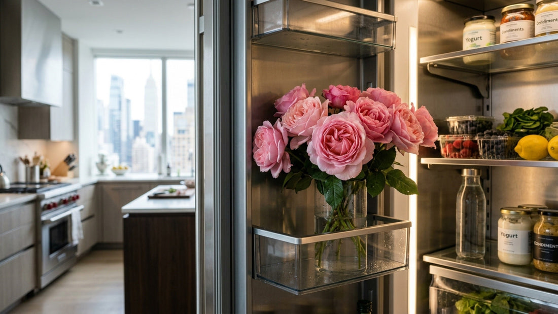 Pink roses stored in refrigerator — TJ Flowers NYC