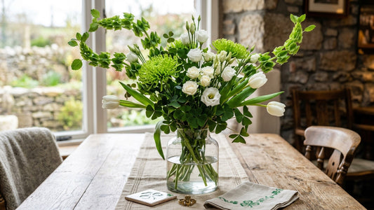 St Patricks Day green flower arrangement — TJ Flowers NYC