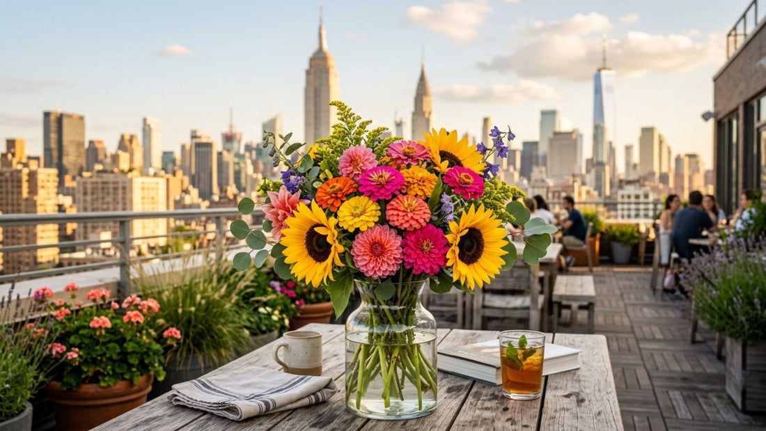 Summer sunflowers on NYC rooftop — TJ Flowers NYC