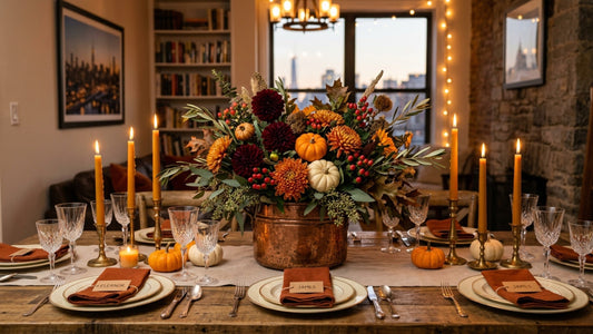Thanksgiving autumn centerpiece in NYC apartment — TJ Flowers NYC