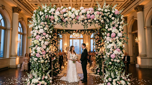 Luxury floral wedding arch at NYC venue — TJ Flowers NYC