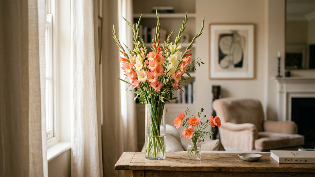 Gladiolus and poppies — August birth flowers