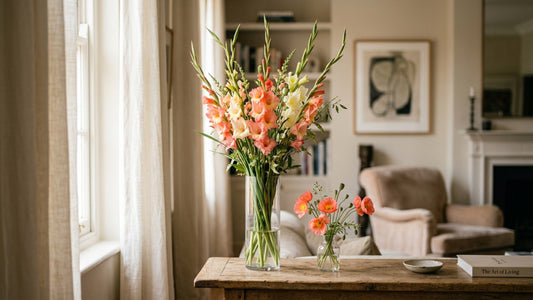 Gladiolus and poppies — August birth flowers
