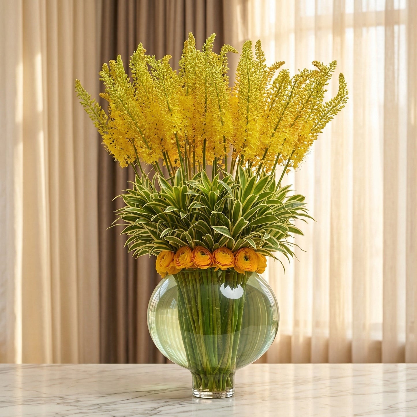 Amber Luxe — white orchid, rose and hydrangea arrangement, same-day NYC delivery by TJ Flowers