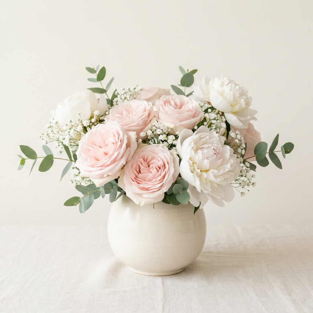 Soft pastel baby celebration flowers by TJ Flowers NYC