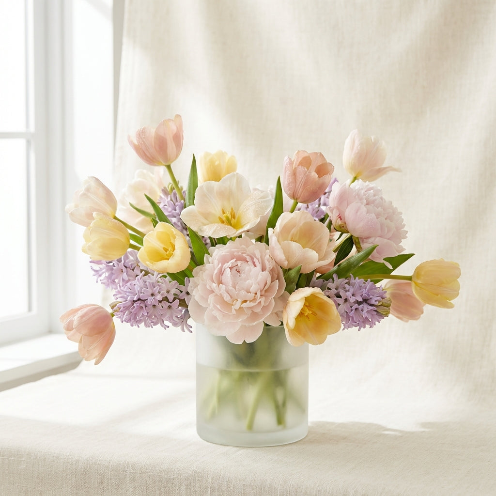 Spring flower collection with tulips and peonies by TJ Flowers NYC