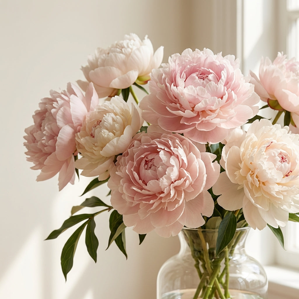 Luxury peony bouquet in blush pink and cream by TJ Flowers NYC